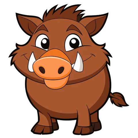 AI, JPG Personaggio simpatico di cinghiale in stile cartone animato
