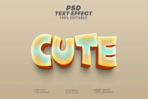 PSD Cute Funny Cartoon Kids Comic 3D Text Effect