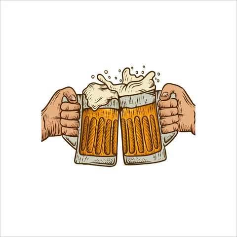 EPS,JPG Vintage Hand-Drawn Beer Cheers Illustration