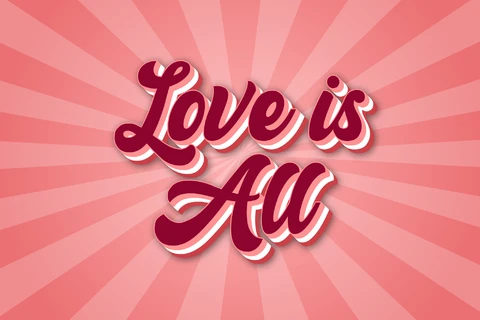 AI,EPS Effet de texte 3d vintage en couches avec amour rose