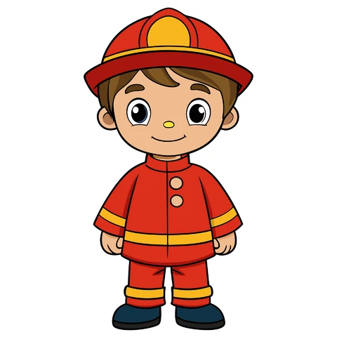 AI,JPG Cartoon Firefighter Character Illustration