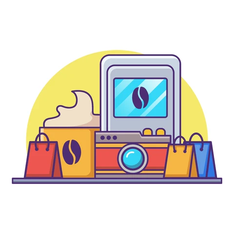 EPS,JPG Flat Illustration of Coffee Shop Elements