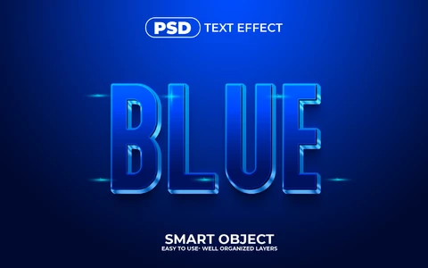 PSD Deep Ocean Blue Text Effect