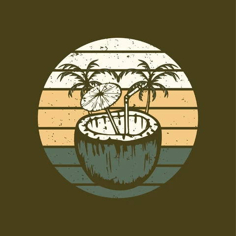EPS, JPG Ilustracja tropikalnego kokosa w stylu vintage