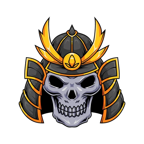 EPS,JPG Samurai-Schädel-Emblem Illustration