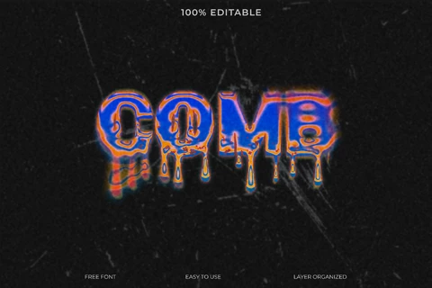 PSD Comb Dripping Grunge Font Style Text Effect