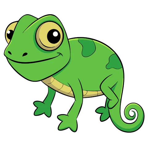 AI,JPG Cartoon Style Cute Chameleon Illustration