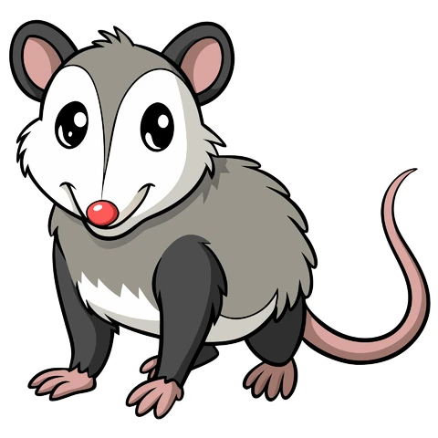 AI,JPG Cartoon Style Cute Opossum Illustration