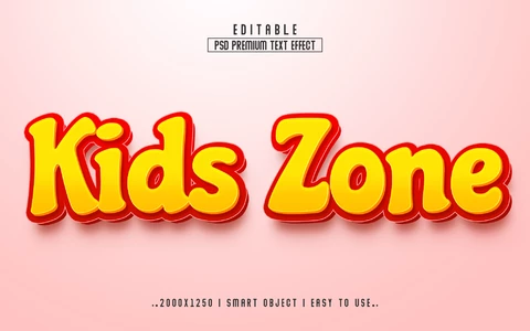 PSD Kids Zone 3D Text Effect