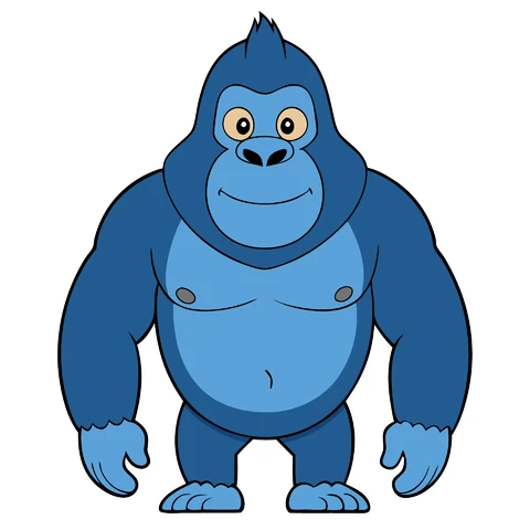 AI,JPG Cartoon Style Blue Gorilla Illustration