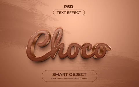 PSD Glossy Choco 3D Text Effect