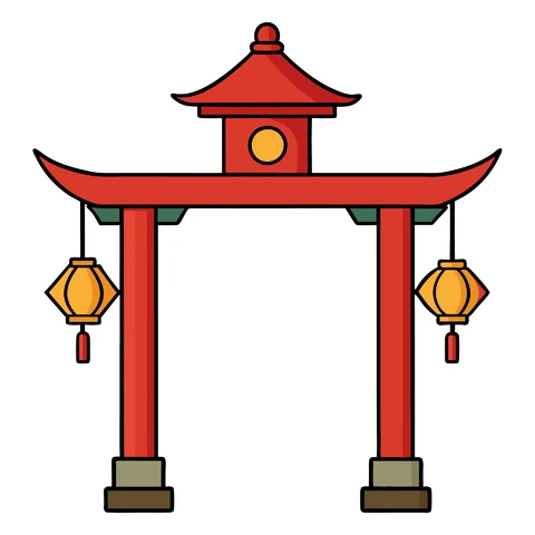 AI,JPG Traditional Asian Gate Illustration