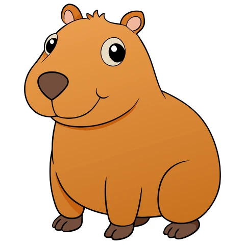 AI,JPG Cartoon Style Capybara Illustration