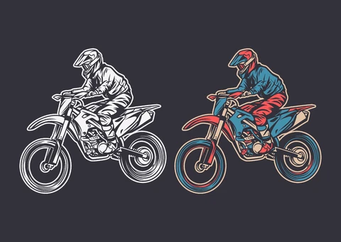 EPS,JPG Ilustrações de motocross em estilo vintage