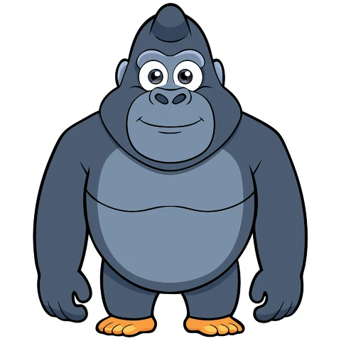 AI,JPG Cartoon Gorilla Character Illustration