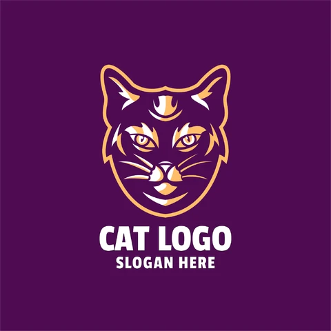 EPS,JPG Modern Cat Logo with Bold Colors