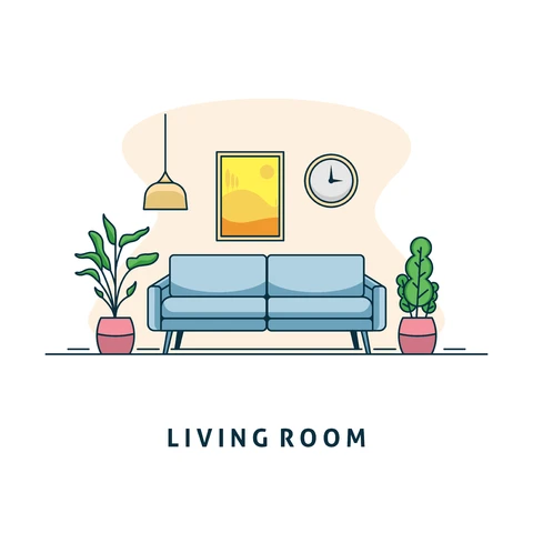 EPS,JPG Ilustración de salón de diseño plano