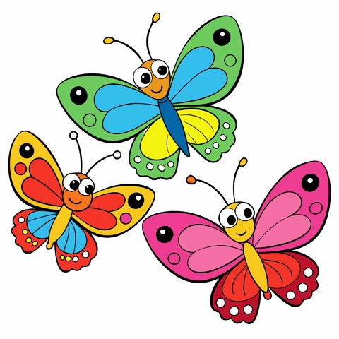 AI,JPG Playful Cartoon Butterfly Illustrations