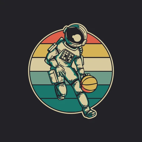 EPS,JPG Retro Space Basketball Illustration