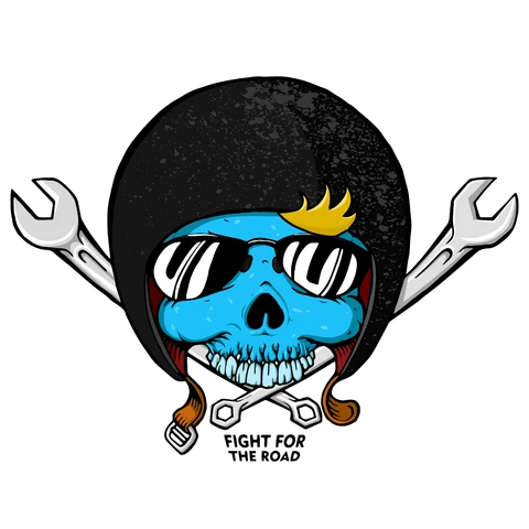 EPS,JPG Edgy Skull and Wrenches Biker Emblem