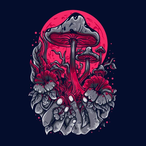 EPS,JPG Surreal Mushroom Illustration
