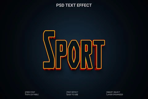PSD Efecto de fuente oscura Sport 3d
