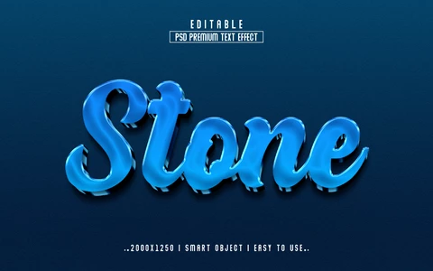 PSD Stone Blue Glass 3D Text Effect