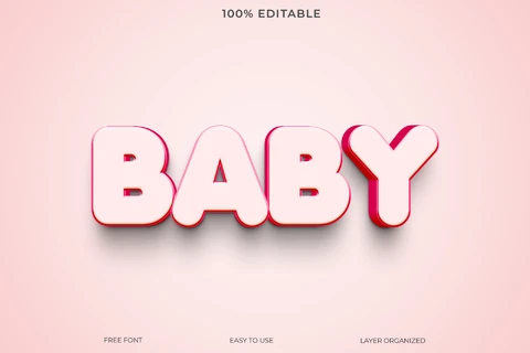 PSD Efeito de estilo de texto de bebê