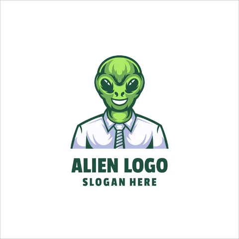 EPS,JPG Cartoon Alien Logo with Professional Attire