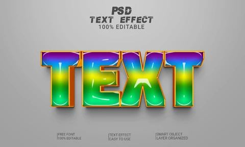 PSD Colorido texto jalea 3d estilo de fuente efecto