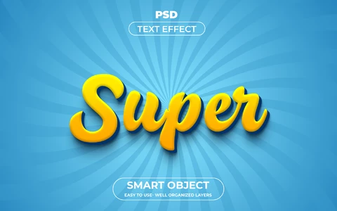 PSD Super Shiny Day 3D Text Effect