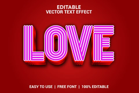 AI,EPS Efeito de texto de coração de amor