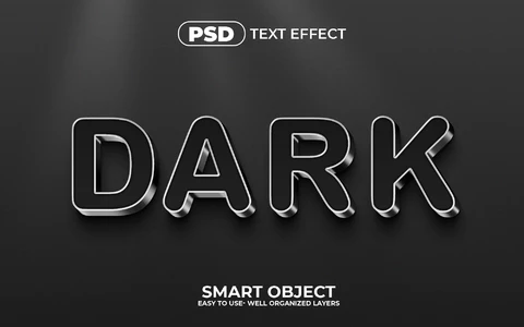 PSD Effet de texte 3d métallique foncé