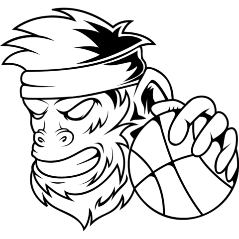 SVG, PNG Conception de la mascotte du singe féroce du basket-ball