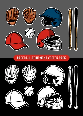 EPS,JPG Vetor de design plano de equipamento de beisebol