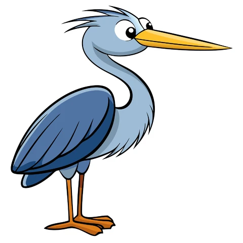 AI,JPG Cartoon Style Heron Character Illustration