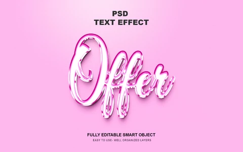 PSD Offer Pink Glass Text Effect