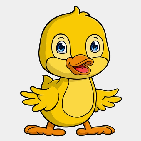 EPS,JPG Cartoon Style Cute Duck Illustration