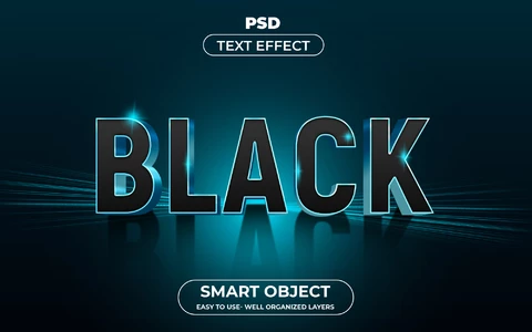 PSD Efecto de texto 3d retroiluminado en negro