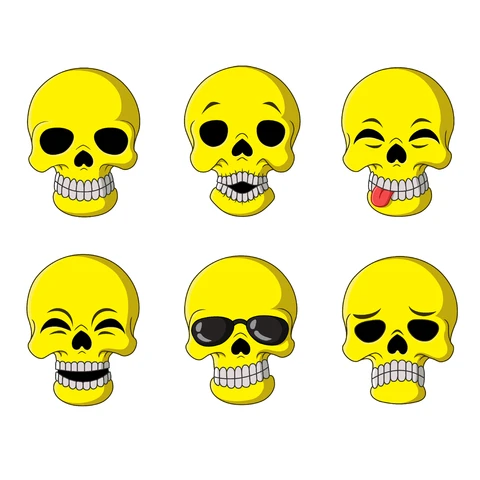 EPS,JPG Cartoon Skull Emoticons Set