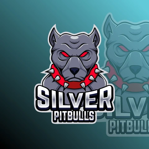 EPS,JPG Design do logotipo do mascote para pitbulls prateados