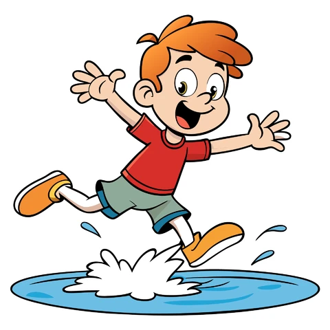 AI,JPG Playful Cartoon Character Splashing Water