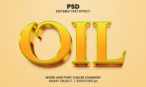 PSD Golden Oil 3D Text Effect