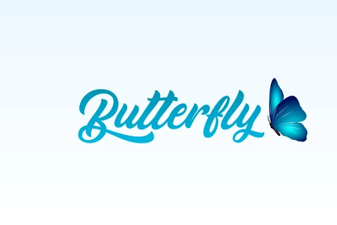 AI,EPS Efecto de texto de mariposa azul