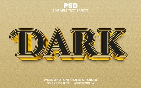 PSD Efeito de texto 3d dourado escuro