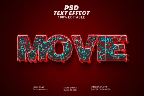 PSD Movie Futuristic Sci-Fi Broken Metal 3D Text Effect