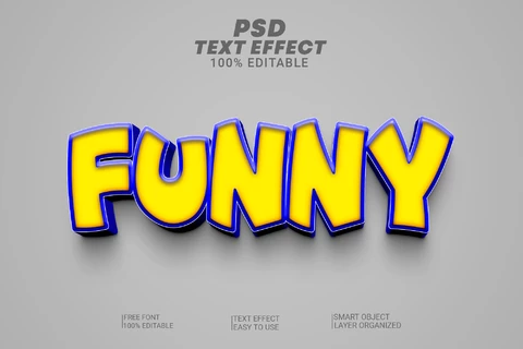 PSD Funny Cartoon Kids Comic Videogame Adventure Yellow 3D Text Effect