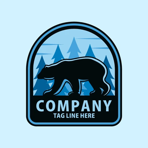 EPS,JPG Vintage Badge Logo with Bear and Trees