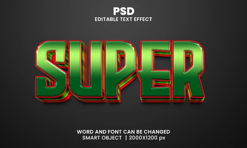 PSD Super Hero Green 3D Text Effect