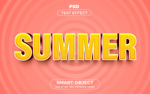 PSD Summer Pink Circles 3D Text Effect